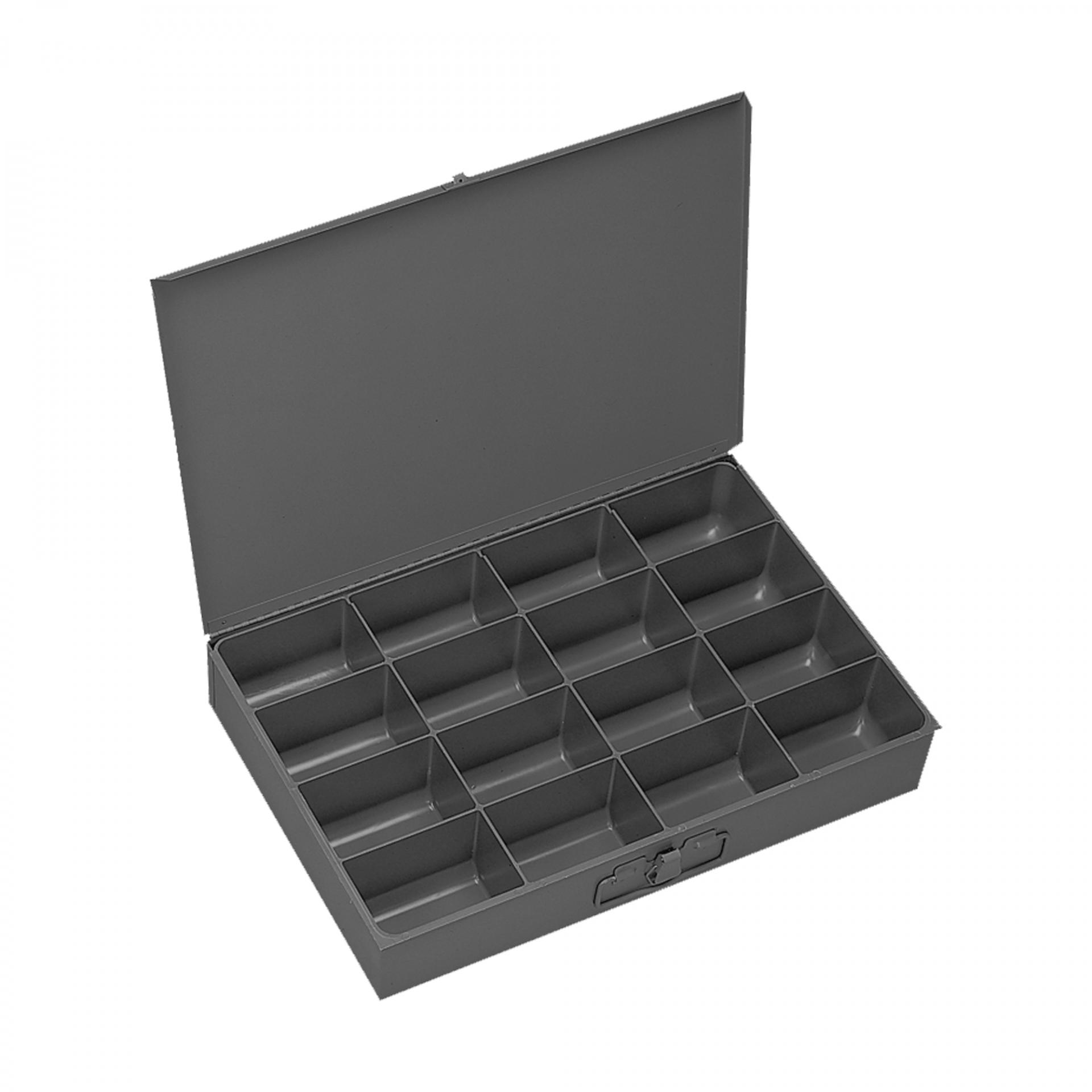 Small Steel Compartment Box, 16 Compartments, Gray